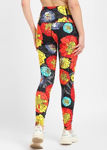 Adidas Renkli Çiçek Desenli Spor Tayt - Görsel 2