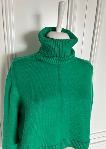 Yeşil Balıkçı Yaka Triko Kadın Kazak - Görsel 3