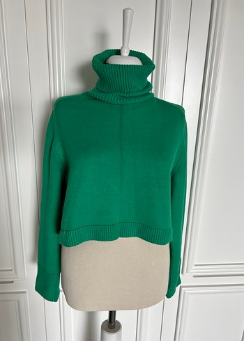 Yeşil Balıkçı Yaka Triko Kadın Kazak - Görsel 2