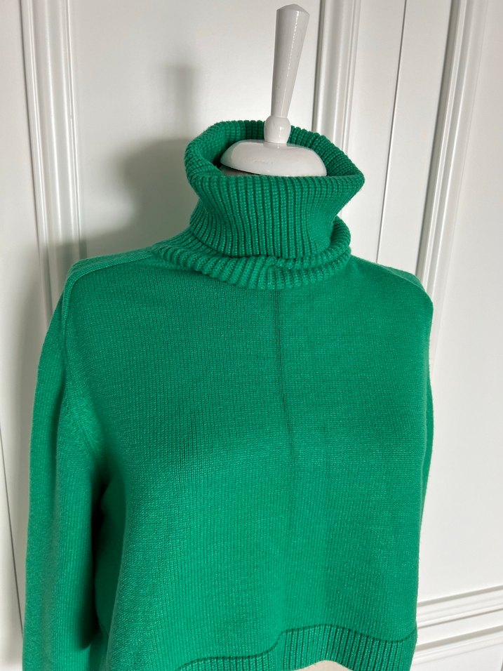 Yeşil Balıkçı Yaka Triko Kadın Kazak - Görsel 3