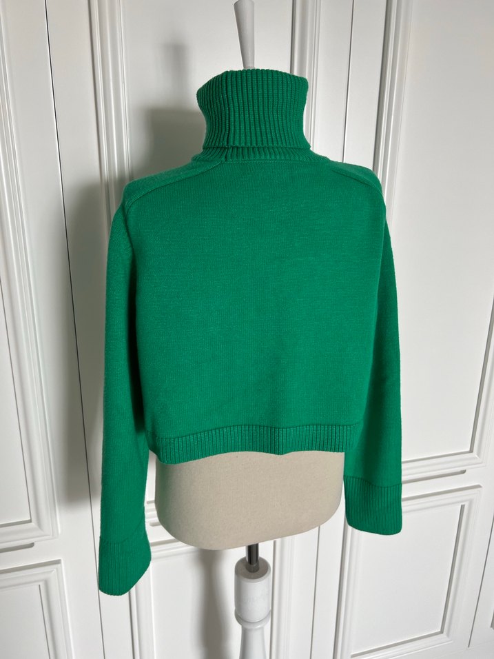 Yeşil Balıkçı Yaka Triko Kadın Kazak - Görsel 5