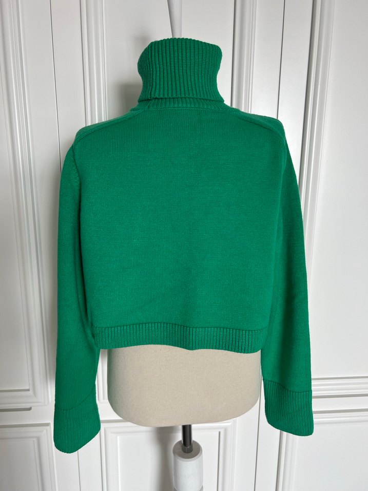 Yeşil Balıkçı Yaka Triko Kadın Kazak - Görsel 4