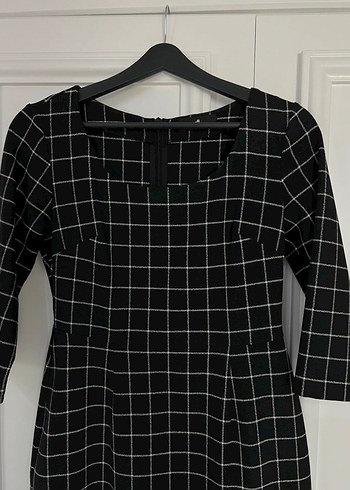 Adl Siyah Kareli Mini Elbise - Görsel 5