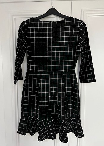 Adl Siyah Kareli Mini Elbise - Görsel 8