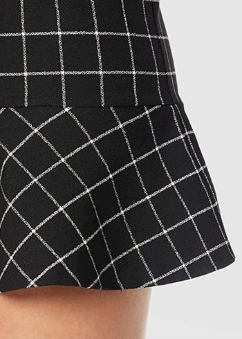 Adl Siyah Kareli Mini Elbise - Görsel 2