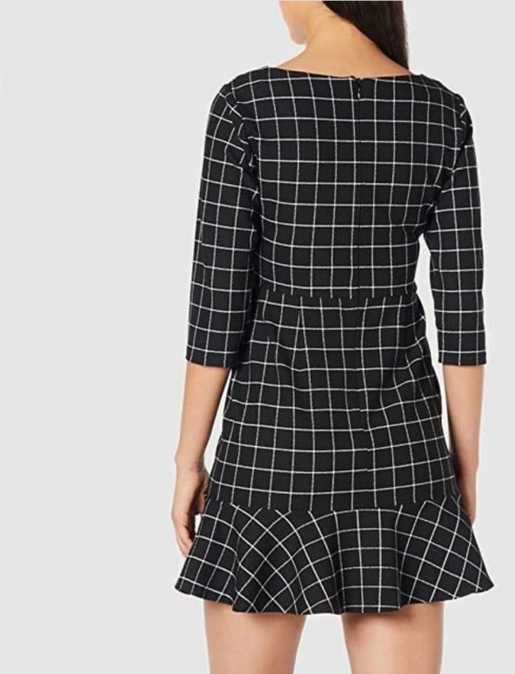 Adl Siyah Kareli Mini Elbise - Görsel 3