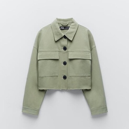 s Beden yeşil Renk Zara Crop Ceket