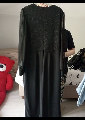 Siyah Drapeli Uzun Kollu Uzun Elbise - Görsel 2