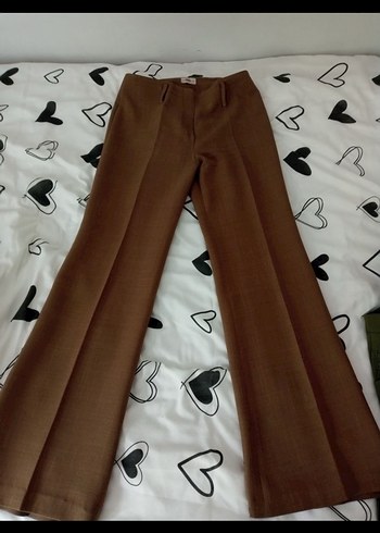 Kadın Kahverengi Pilili Kumaş Pantolon - Görsel 3