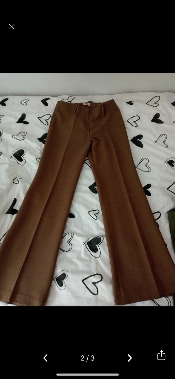 Kadın Kahverengi Pilili Kumaş Pantolon - Görsel 2