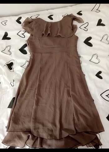 Bej Uzun Kolluksuz Volanlı Bohem Elbise - Görsel 2