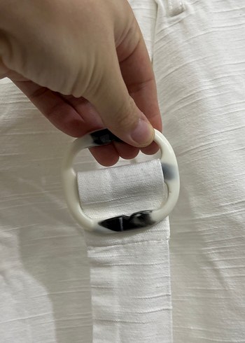 38 Beden beyaz Renk Beyaz Kemerli Yüksek Bel Keten Mini Şort