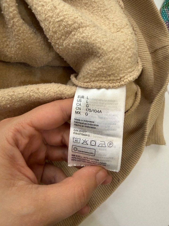 H&M Bej Kapüşonlu Kadın Sweatshirt - Görsel 3