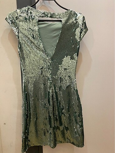 Zara Pullu Abiye Sırt Dekolteli Mini Elbise - Görsel 2