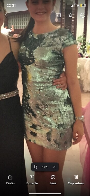 Zara Pullu Abiye Sırt Dekolteli Mini Elbise - Görsel 7