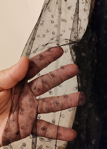 Uzun kollu tüllü elbise abiye - Görsel 3