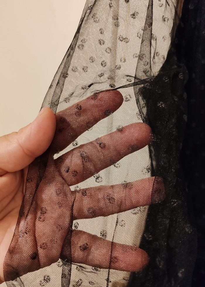 Uzun kollu tüllü elbise abiye - Görsel 3