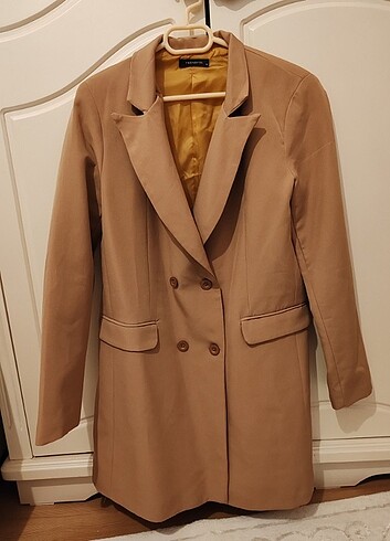 38 Beden kahverengi Renk Kadın uzun blazer ceket