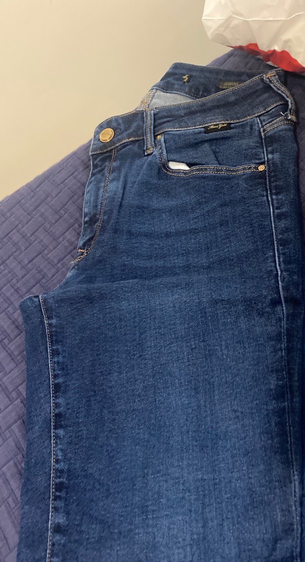 Kadın Mavi Parlak Düğmeli Kot Pantolon - Görsel 3