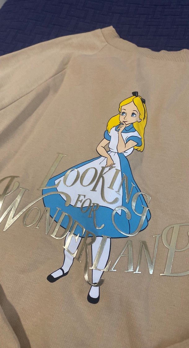 Bej Baskılı Kadın Sweatshirt - Görsel 2