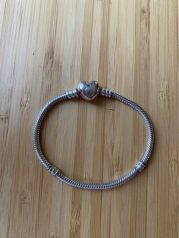 Pandora pembe altın kaplama kalp bileklik