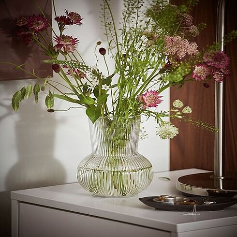 #ikea cam vazo, saydam cam, 17 cm