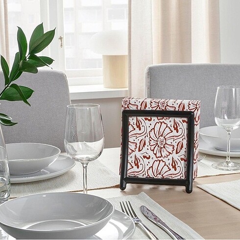  Beden #ikea desenli peçete beyaz kırmızı