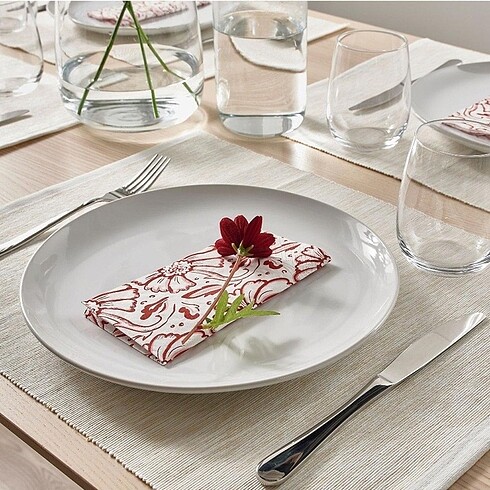  Beden kırmızı Renk #ikea desenli peçete beyaz kırmızı