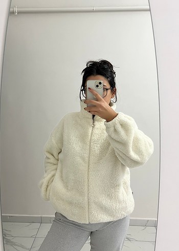 Beyaz Suni Kürklü ceket - Görsel 6