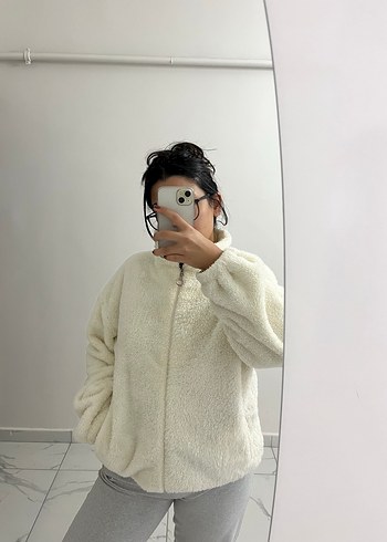 Beyaz Suni Kürklü ceket - Görsel 5