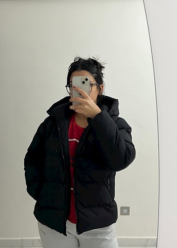 Siyah Oversize Puff Mont - Görsel 3