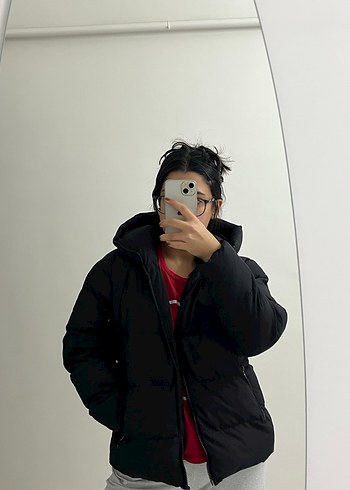 Siyah Oversize Puff Mont - Görsel 4