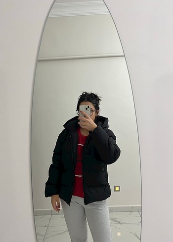 Siyah Oversize Puff Mont