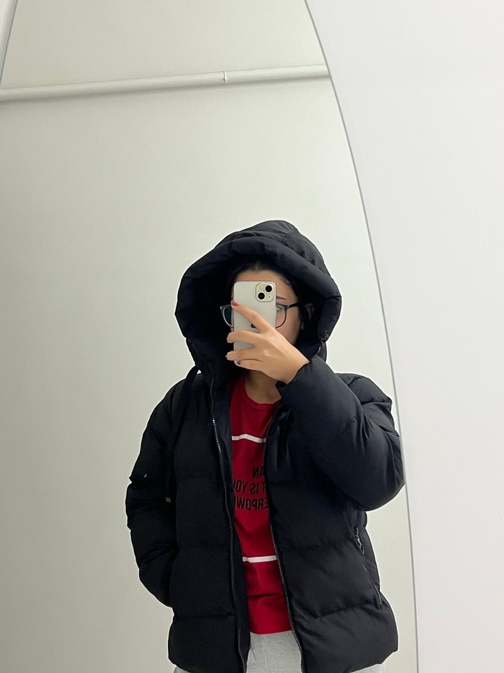 Siyah Oversize Puff Mont - Görsel 5