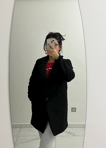 Kadın Siyah Midi Boy Kürklü Kaban - Görsel 2