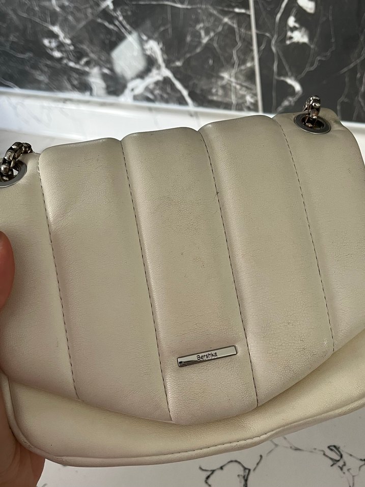 Beyaz Deri Kadın Çanta - Görsel 5