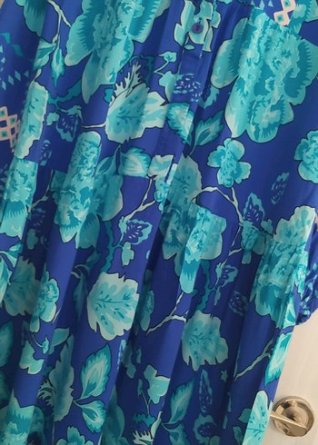 Mavi Renkli Uzun Bohem Elbise - Görsel 4