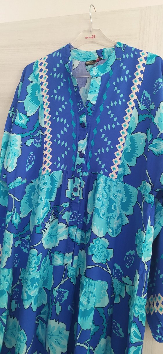 Mavi Renkli Uzun Bohem Elbise - Görsel 5