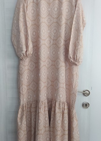 Bej Nakışlı Uzun Bohem Elbise - Görsel 5