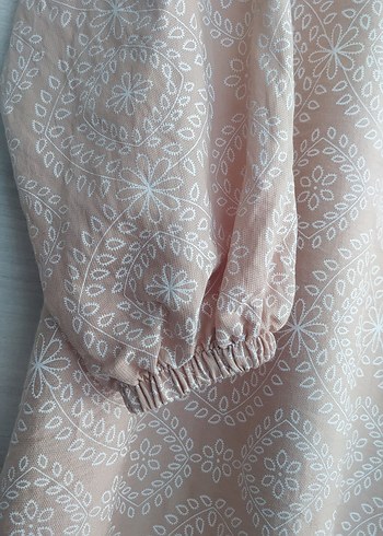 Bej Nakışlı Uzun Bohem Elbise - Görsel 3