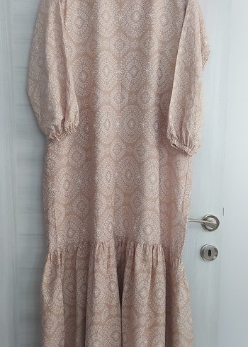 Bej Nakışlı Uzun Bohem Elbise - Görsel 4