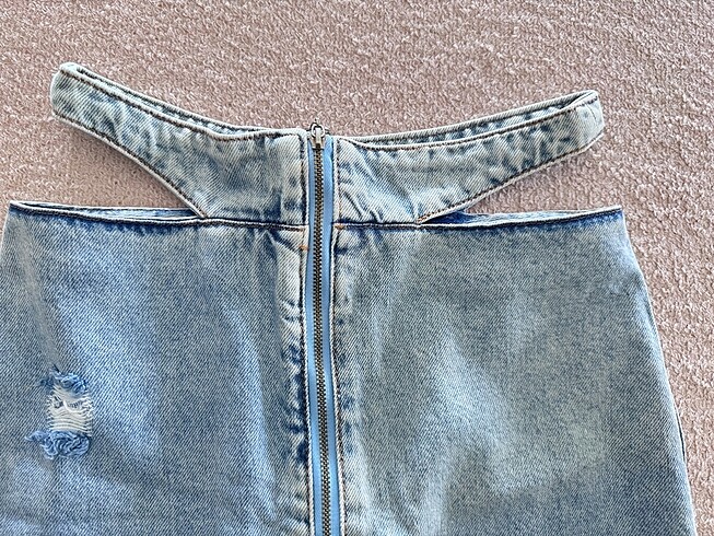 xs Beden mavi Renk BSL BEL DETAYLI JEAN ETEK 34