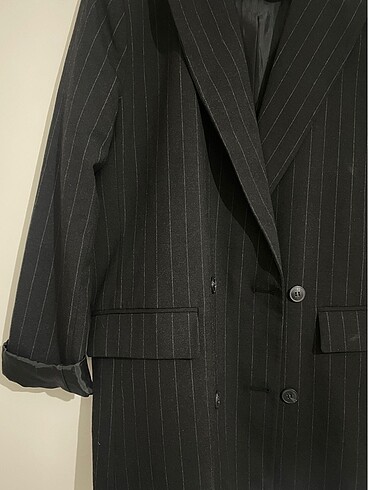 40 Beden siyah Renk Çizgili blazer ceket