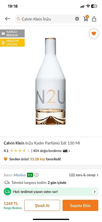 Beden Renk Calvin klein In2u parfüm