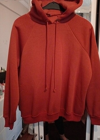 Kiremit rengi içi polar Sweatshirt 