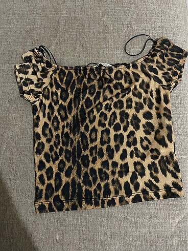 leopar desen crop top