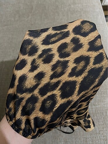 m Beden camel Renk leopar desen crop top