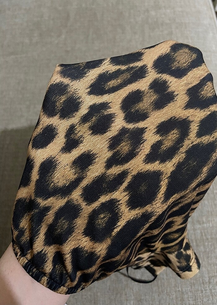 leopar desen crop top - Görsel 4