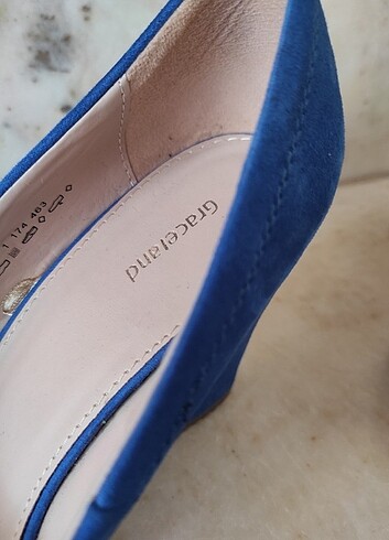 41 Beden mavi Renk Kadife Topuklu Ayakkabı 