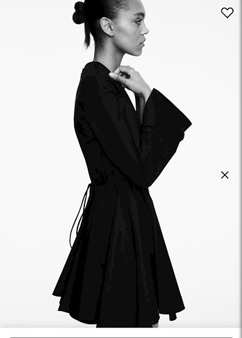 H&M Siyah Midi V Yaka Kemerli Kadın Elbise